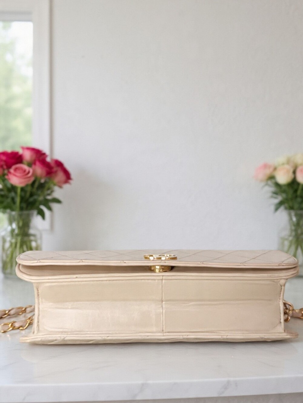 Chanel ✨️ Vintage Medium Full Flap Cream Beige Lambskin 24K GHW - Picture 9 of 15